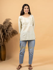 Sahiba Pure Cotton Light Green Chikankari Top