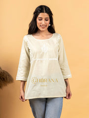 Sahiba Pure Cotton Light Green Chikankari Top