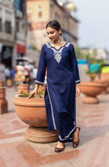 Heer Rayon 2 PC Navy Blue chikankari kurta set