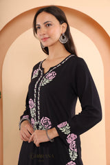 Ishq Luxury Rayon 2 PC Black chikankari Kurta set