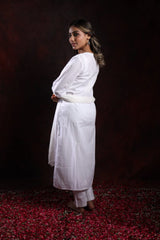 Ishq Mul Cotton fine Chikankari Kurta_White