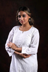 Ishq Mul Cotton fine Chikankari Kurta_White