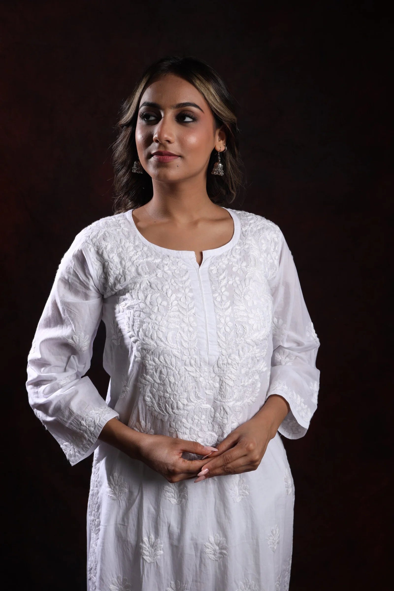 Ishq Mul Cotton fine Chikankari Kurta_White