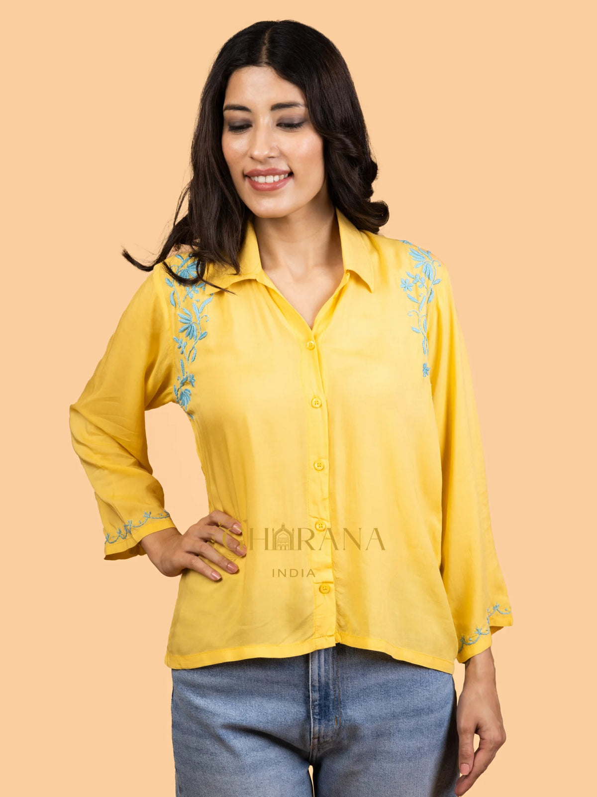 Sahiba Premium Modal Cotton Lime Yellow Chikankari Top