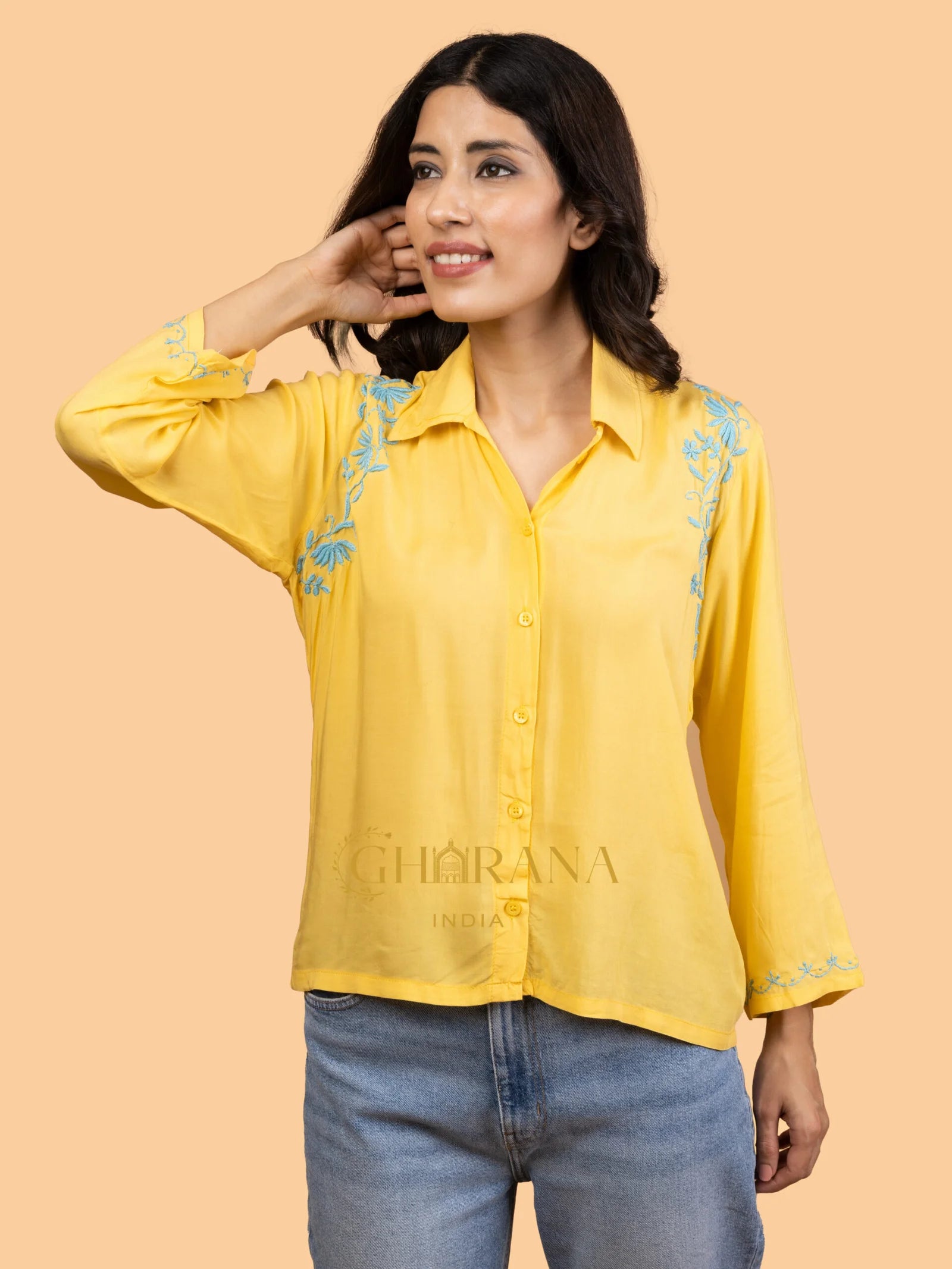 Sahiba Premium Modal Cotton Lime Yellow Chikankari Top