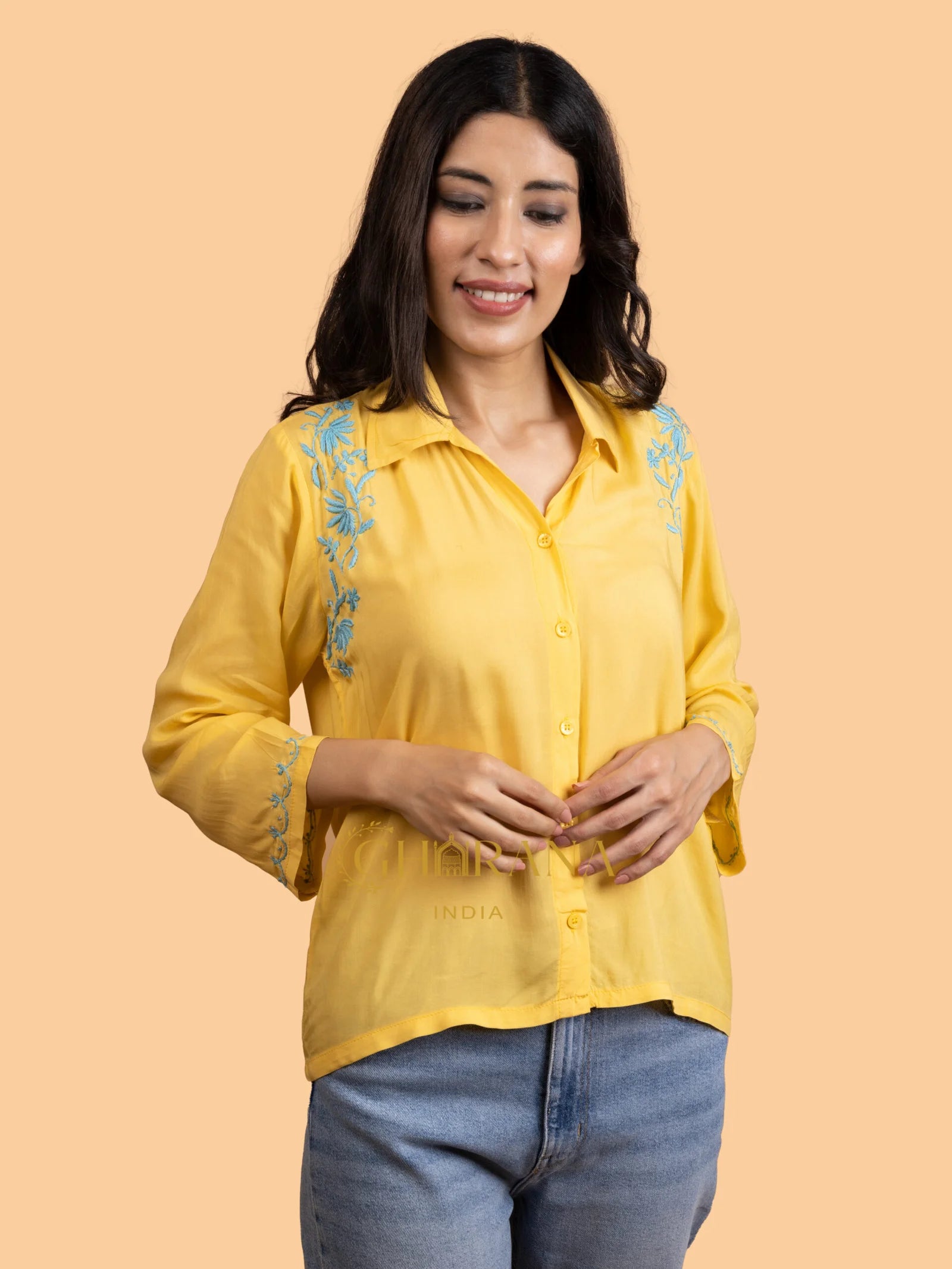 Sahiba Premium Modal Cotton Lime Yellow Chikankari Top