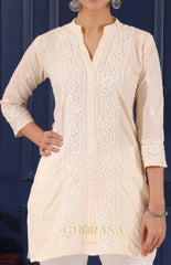 Ishq Mul Cotton Beige chikankari Top