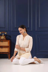 Ishq Mul Cotton Beige chikankari Top