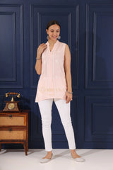 Heer Modal Baby Pink chikankari Top