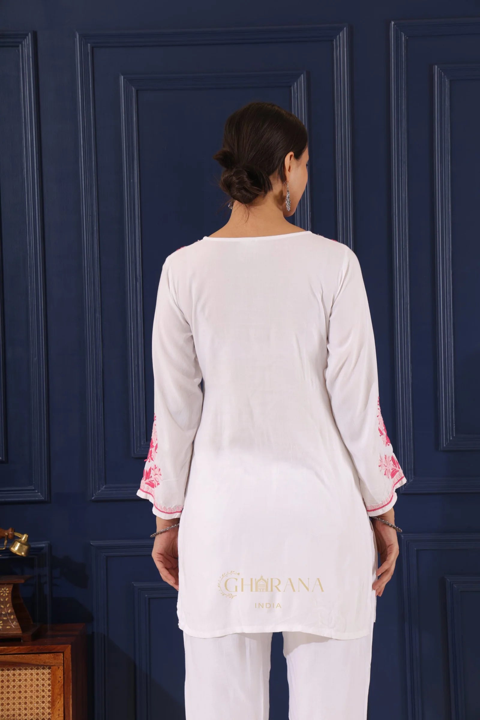 Heer Half Modal White Short Chikankari Kurta