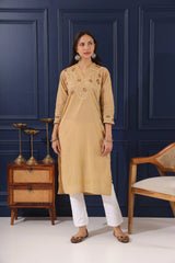 Heer Mul Cotton Beige chikankari Kurta