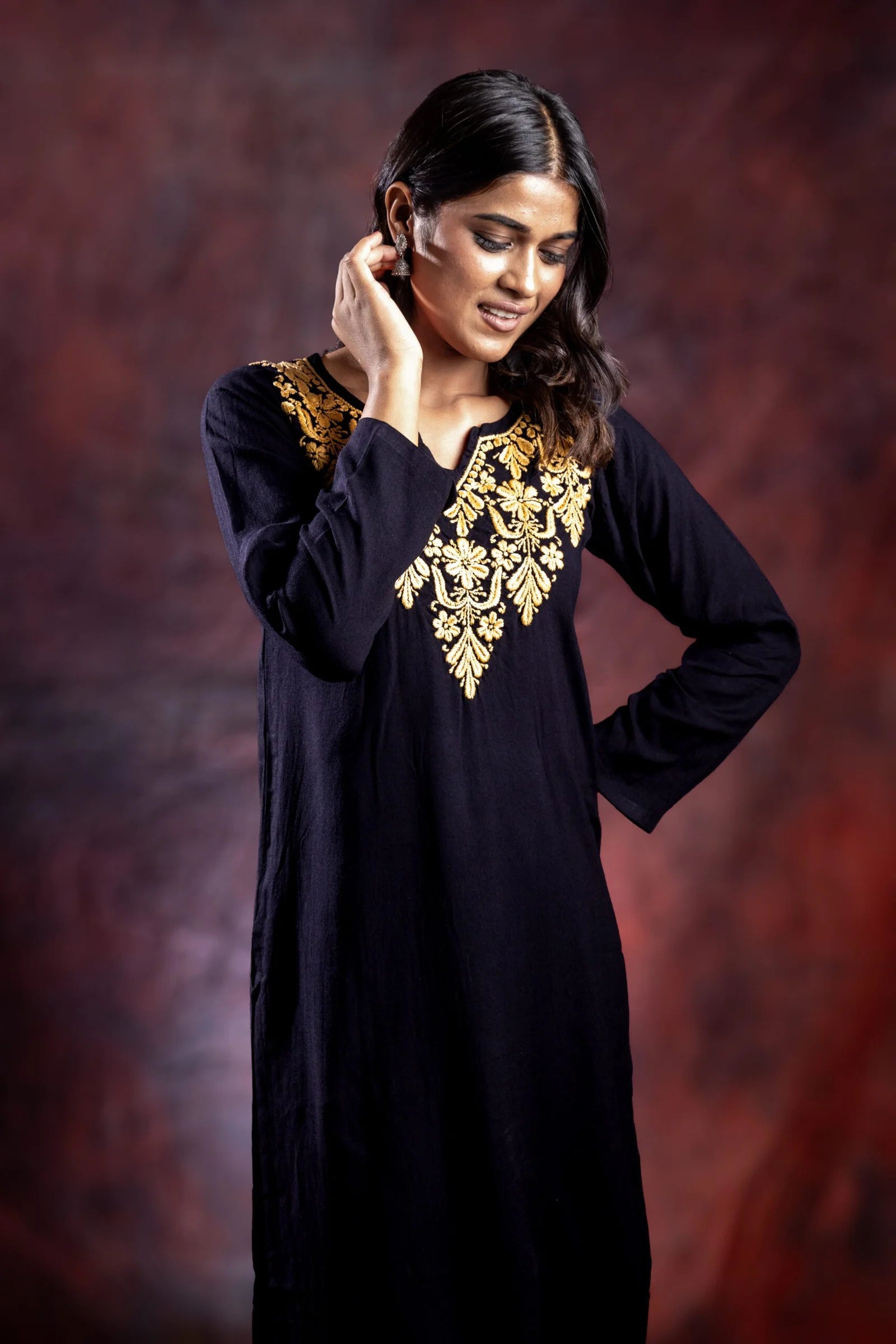 Ishq Rayon Black Chikankari kurta