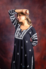 Ishq Modal Black chikankari Kurta with bangle work