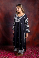 Ishq Modal Black chikankari Kurta with bangle work