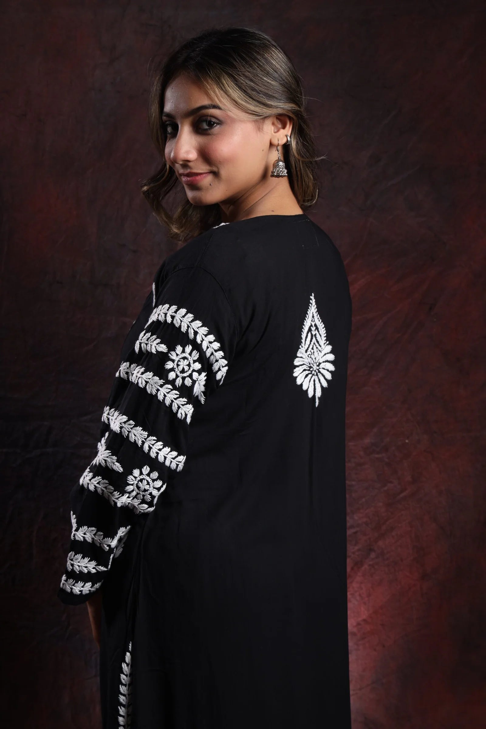 Ishq Modal Black chikankari Kurta with bangle work