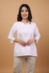 Sahiba Pure Cotton White Chikankari Short Top