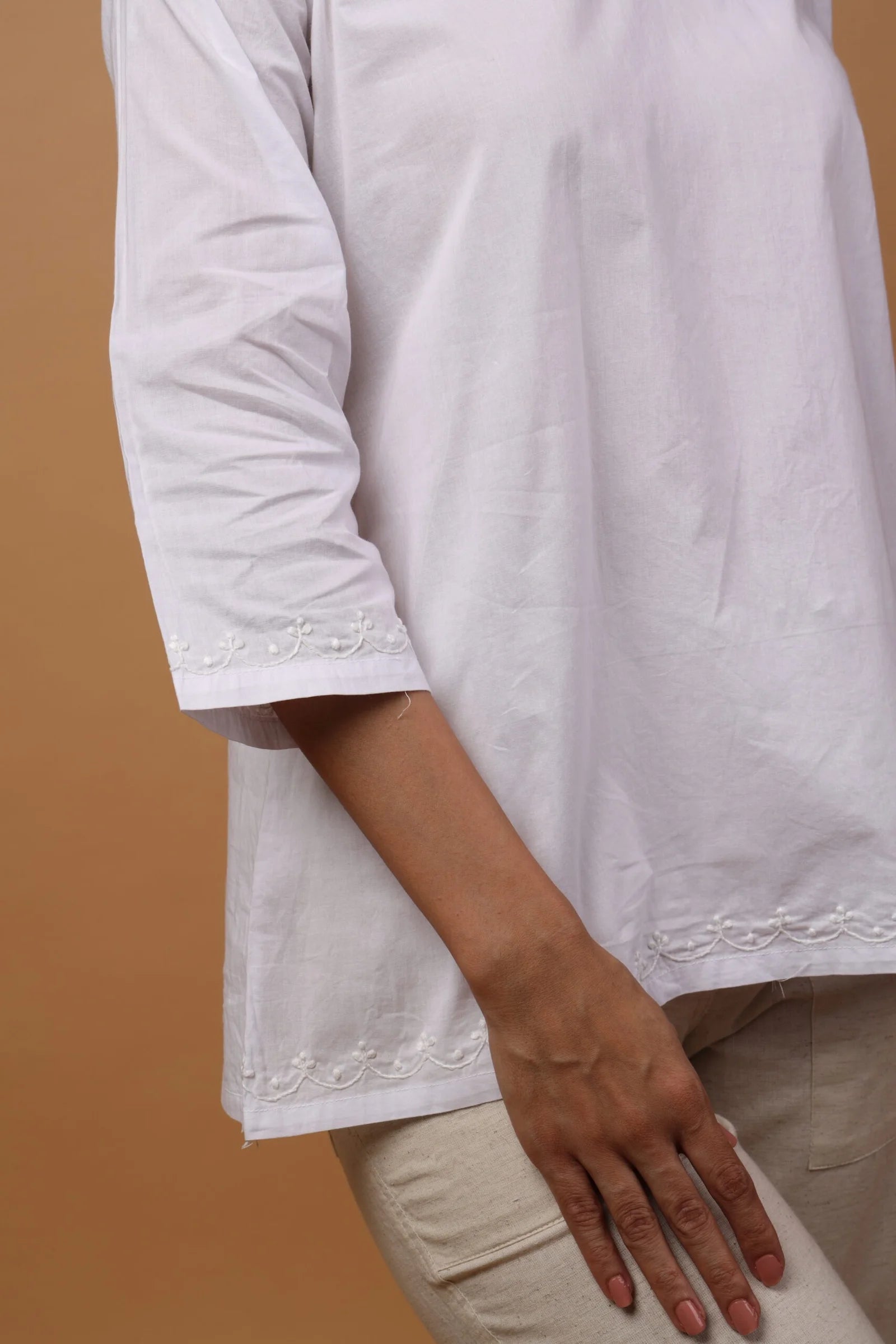 Sahiba Pure Cotton White Chikankari Short Top