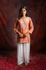 Ishq Modal Brown chikankari Top