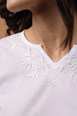 Sahiba Pure Cotton White Chikankari Short Top