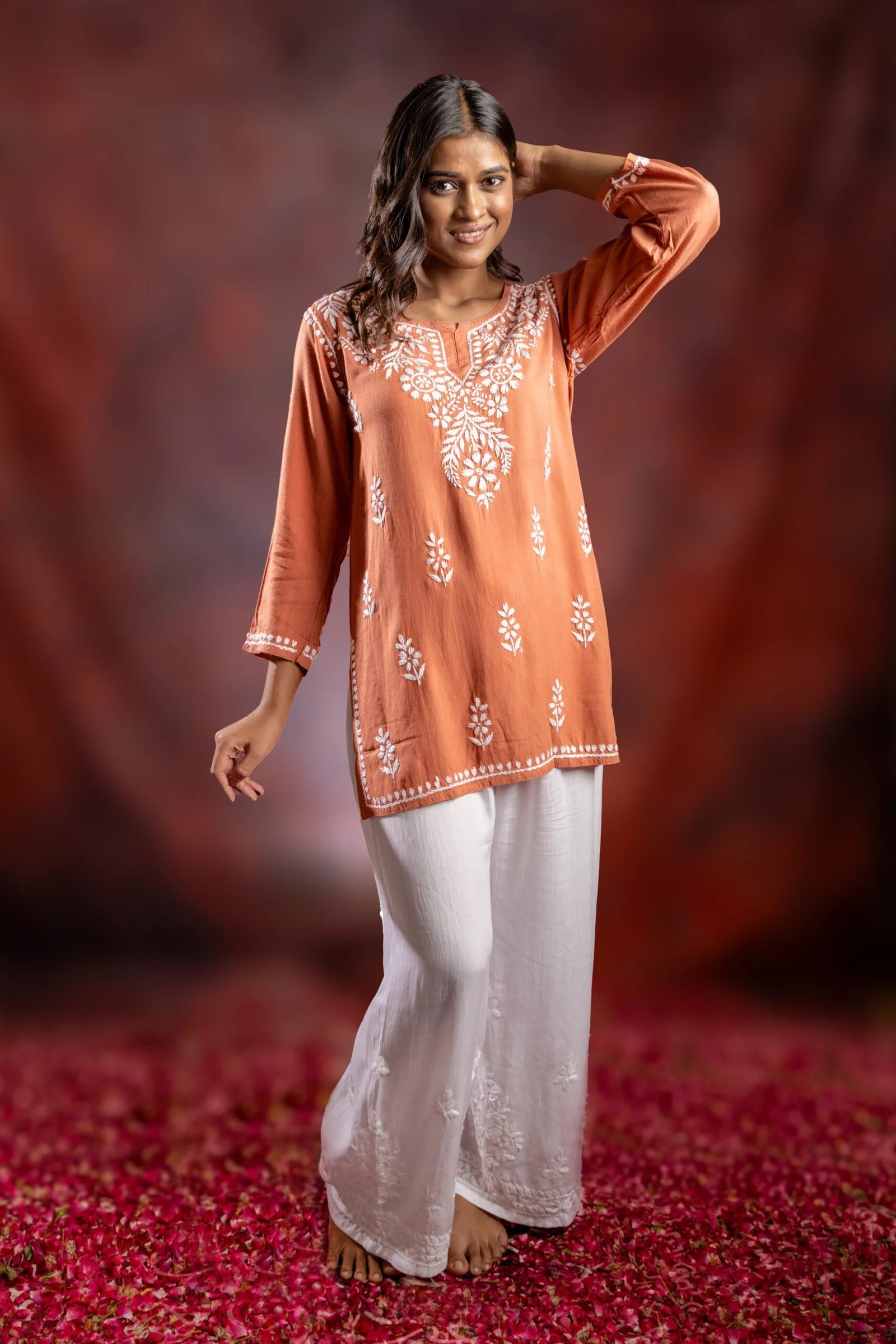 Ishq Modal Brown chikankari Top