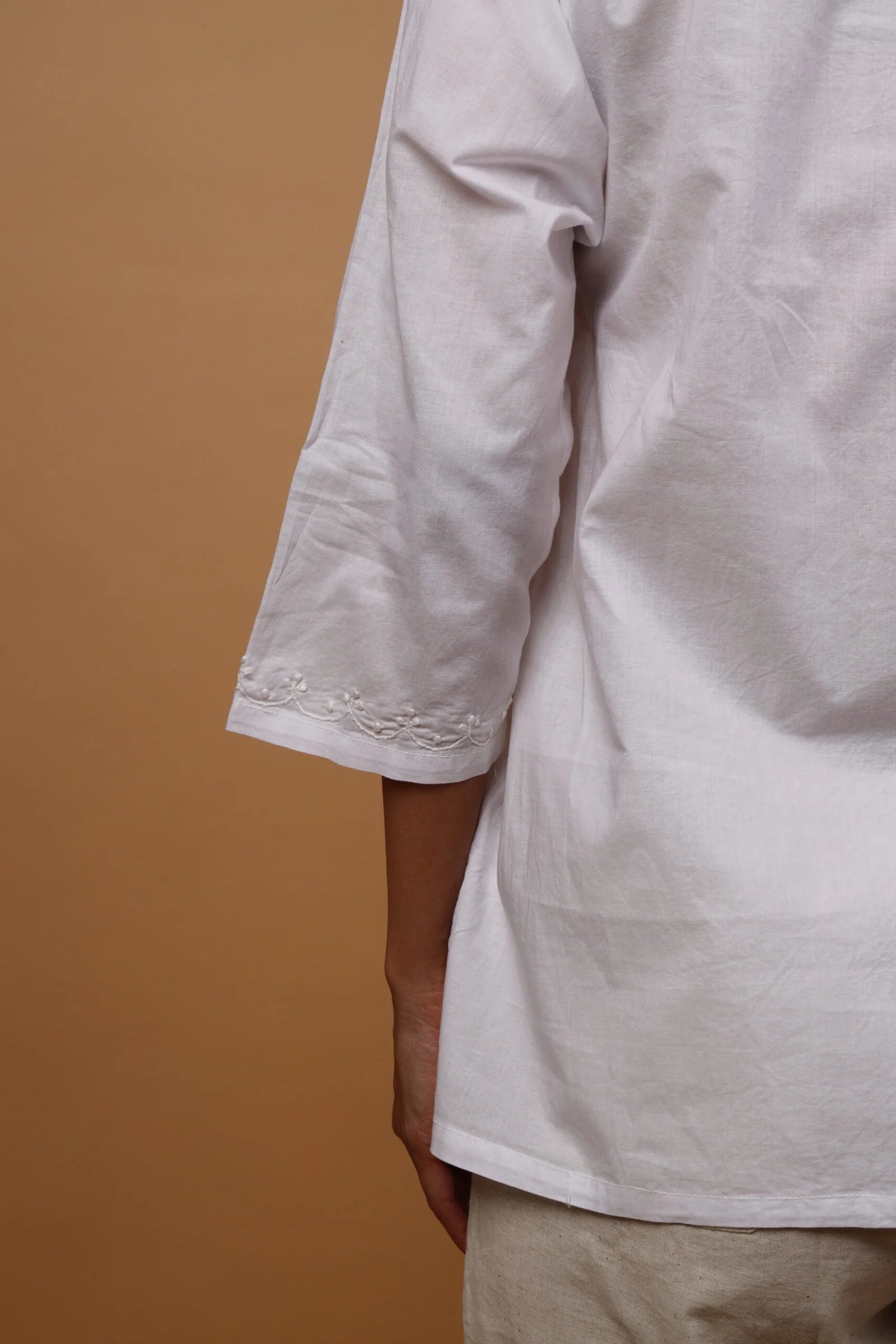 Sahiba Pure Cotton White Chikankari Short Top
