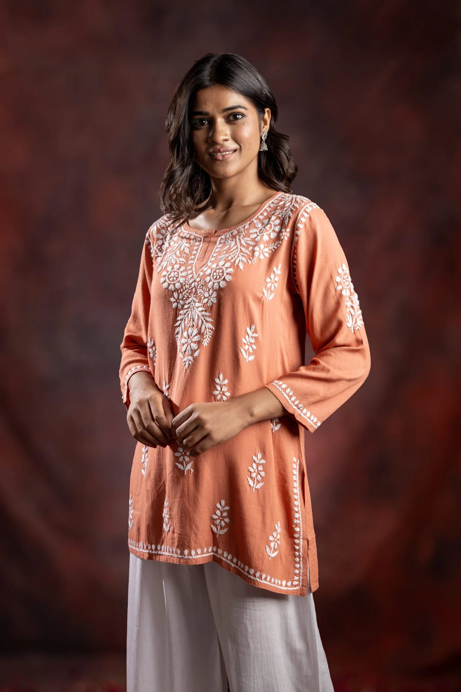 Ishq Modal Brown chikankari Top