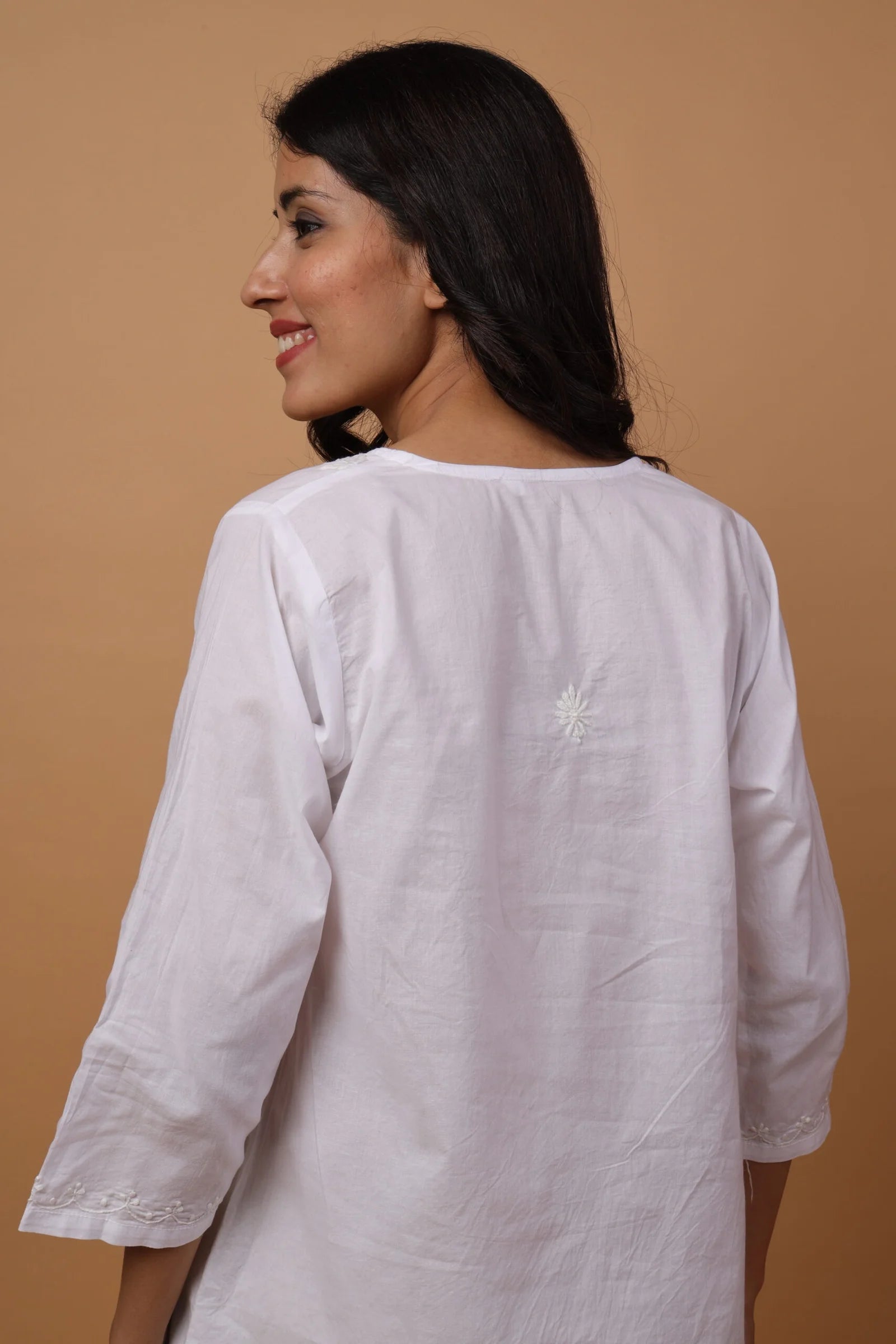 Sahiba Pure Cotton White Chikankari Short Top