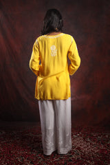 Ishq Modal Yellow chikankari Top