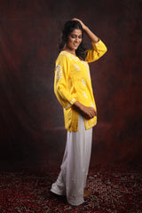 Ishq Modal Yellow chikankari Top