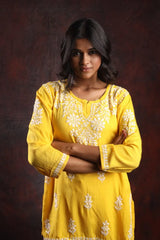 Ishq Modal Yellow chikankari Top