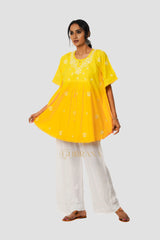 Cotton Chikankari Kaftan – Yellow