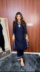 Heer Rayon 2 PC Navy Blue chikankari kurta set
