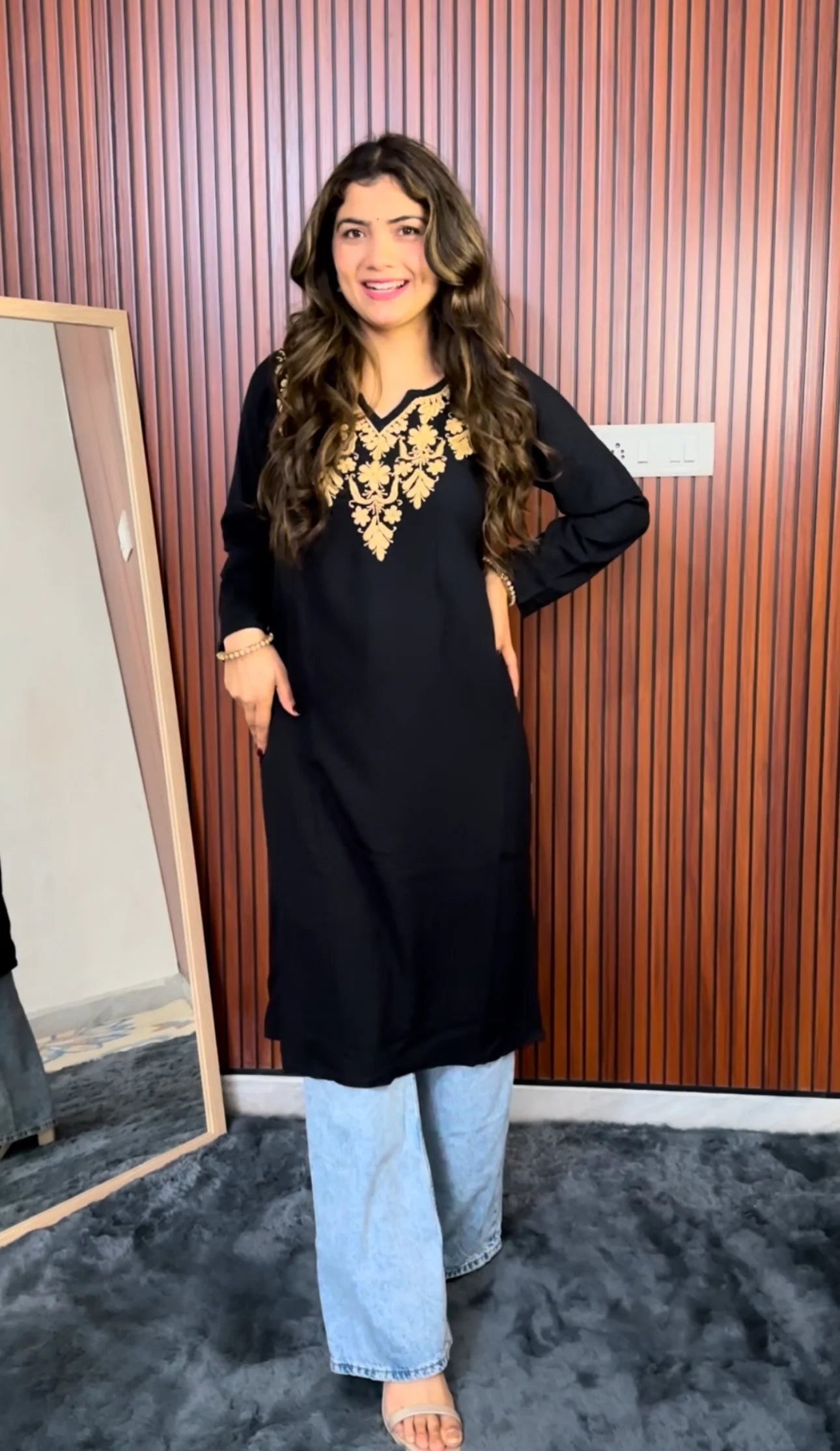 Ishq Rayon Black Chikankari kurta