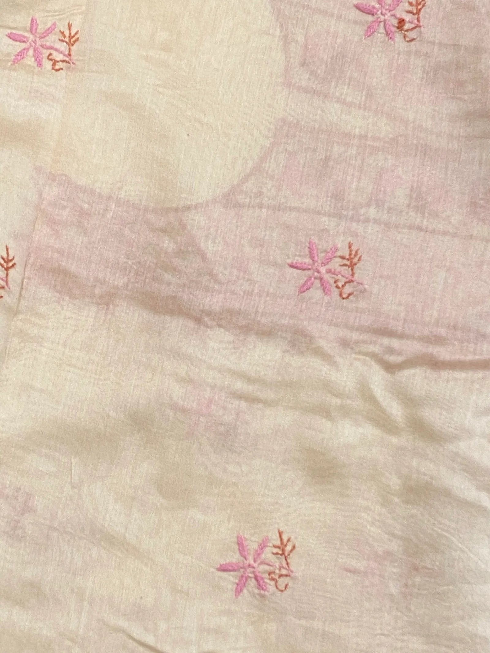 Premium Mul Chanderi Chikankari Unstitched Kurta and Dupatta set – Blush Pink
