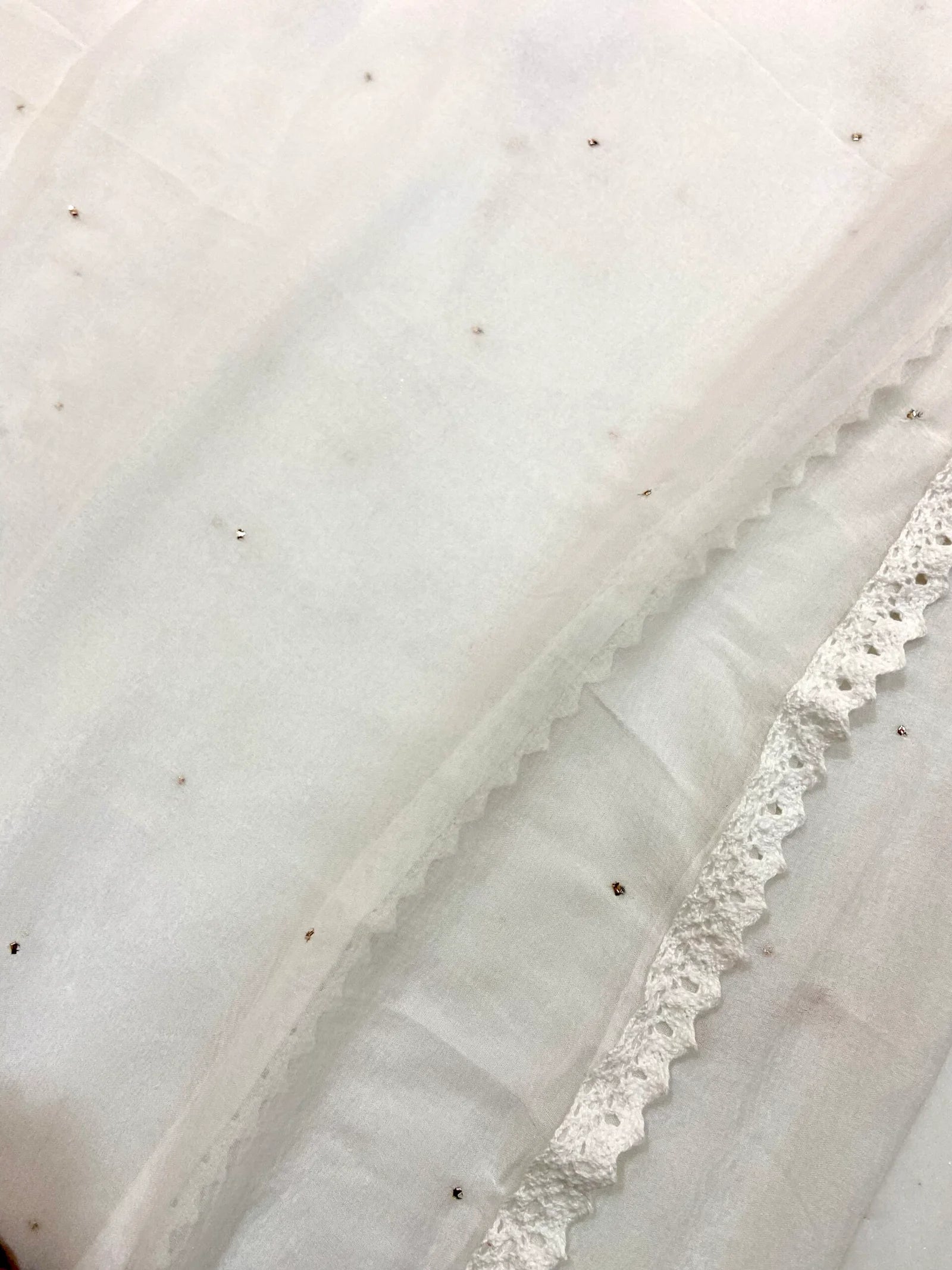 Chiffon Dupatta with Mukaish – White