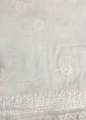 Cotton Chikankari Dupatta- White