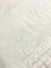 Cotton Chikankari Dupatta- White