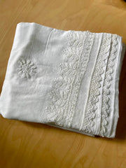 Cotton Chikankari Dupatta- White