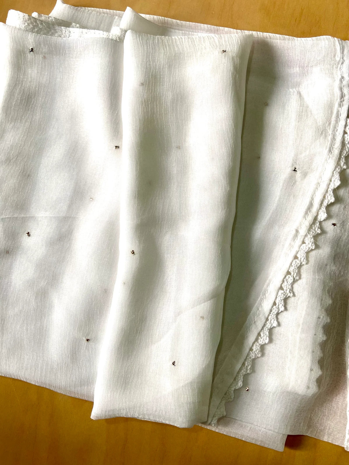 Chiffon Dupatta with Mukaish – White
