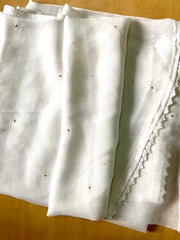 Chiffon Dupatta with Mukaish – White