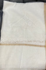 Chanderi Chikankari Dupatta- White