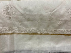 Chanderi Chikankari Dupatta- White