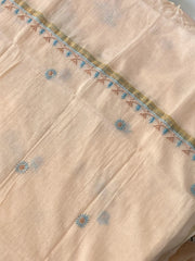 Premium Mul Chanderi Chikankari Unstitched Kurta and Dupatta set – Peach