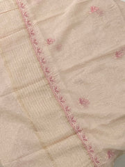 Premium Mulchanderi Chikankari Semi Stitched 2 piece Tunic and Dupatta set – Beige
