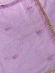 Premium Mul Chanderi 2 piece Chikankari Unstitched Kurta and Dupatta set - Lavender