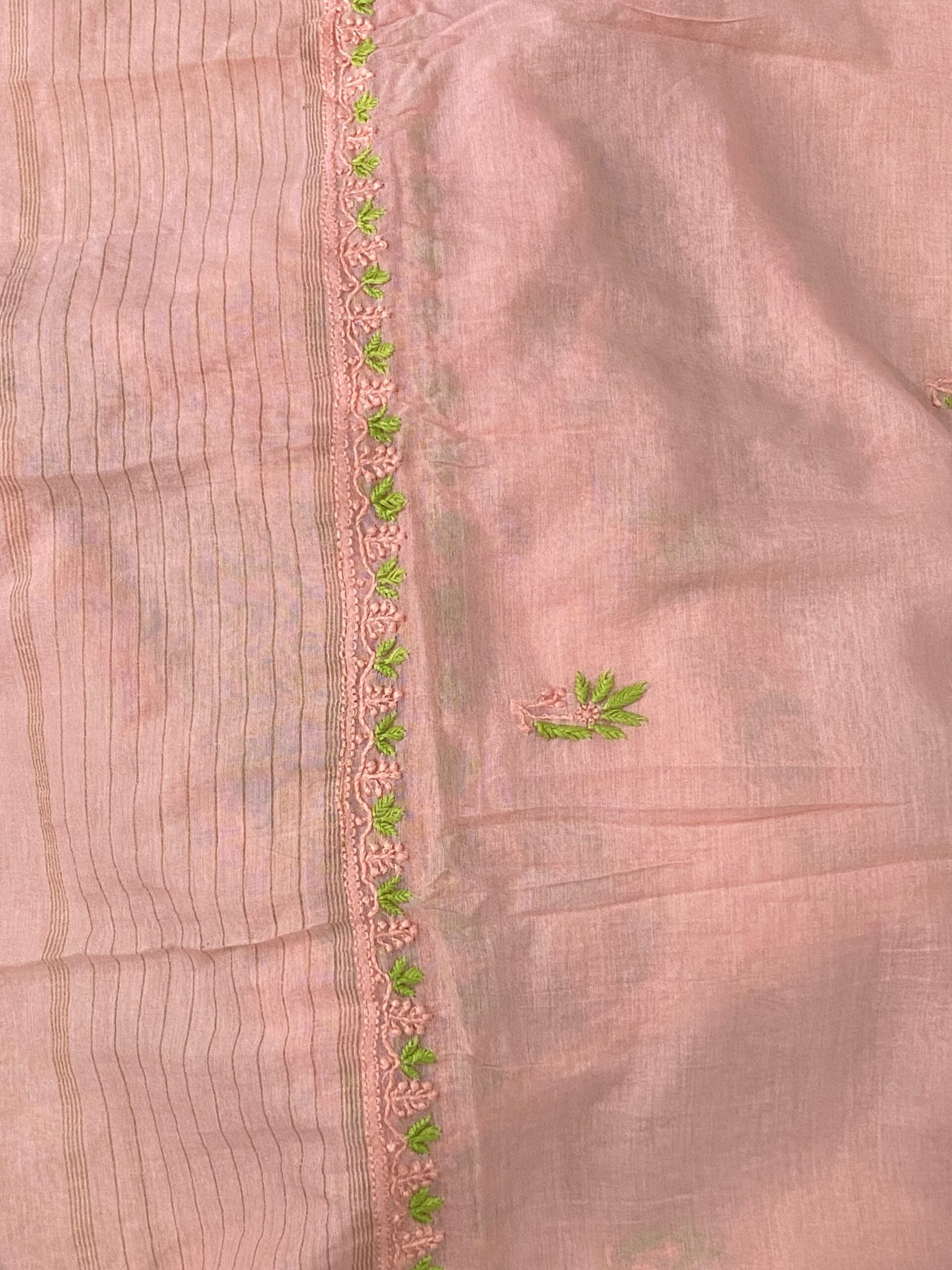 Premium Mulchanderi Chikankari Semi Stitched 2 piece Tunic and Dupatta set – Peach