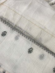 Premium Mulchanderi Chikankari 2 piece Semi Stitched Tunic and Dupatta set - White