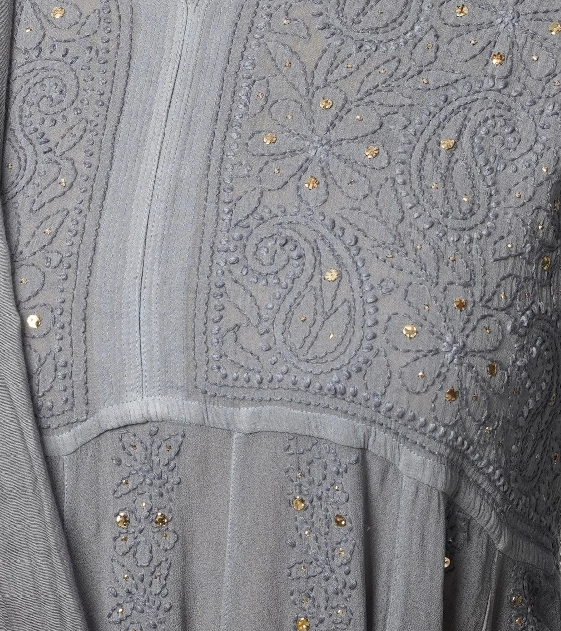 Georgette Chikankari Kurta with Afgani Pant and Dupatta – Grey
