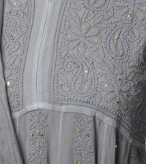 Georgette Chikankari Kurta with Afgani Pant and Dupatta – Grey